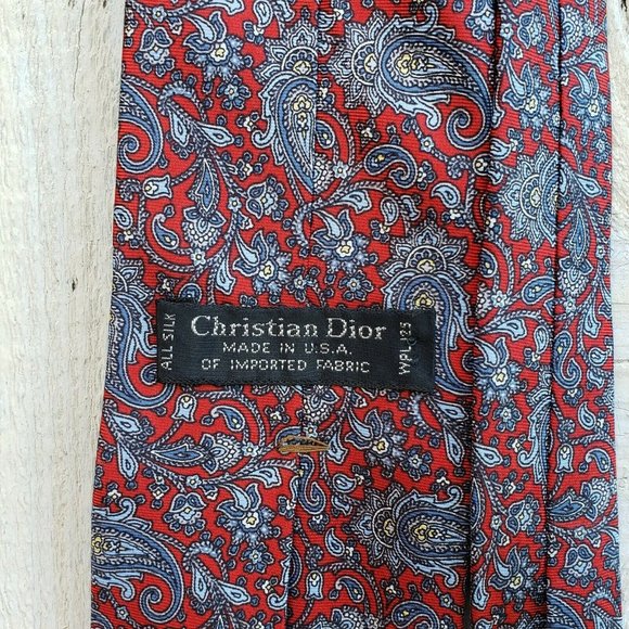 Vintage Christian Dior Designer 100% Silk Red Tie - Picture 2 of 5